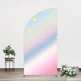 Aperturee - Aperturee Gold Stars Colorful Rainbow Birthday Half Moon Arch Backdrop
